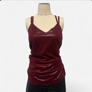 Sleek Burgundy Double-Strap V-Neck Camisole